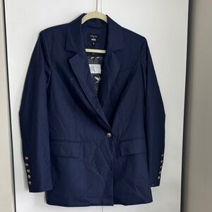 Navy Women's Blazer with Gold Button Details